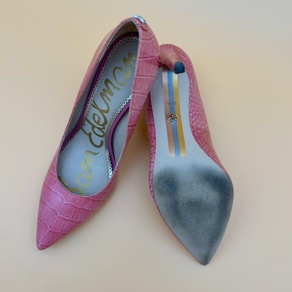 Sam Edelman - Pink Crocodile Leather High Heels - Picture 10 of 10